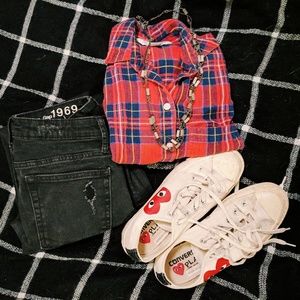 Black distressed Gap jeans